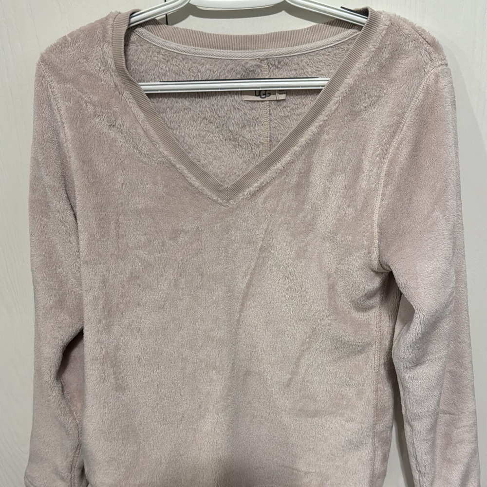 UGG Light Pink Fuzzy V-Neck Top